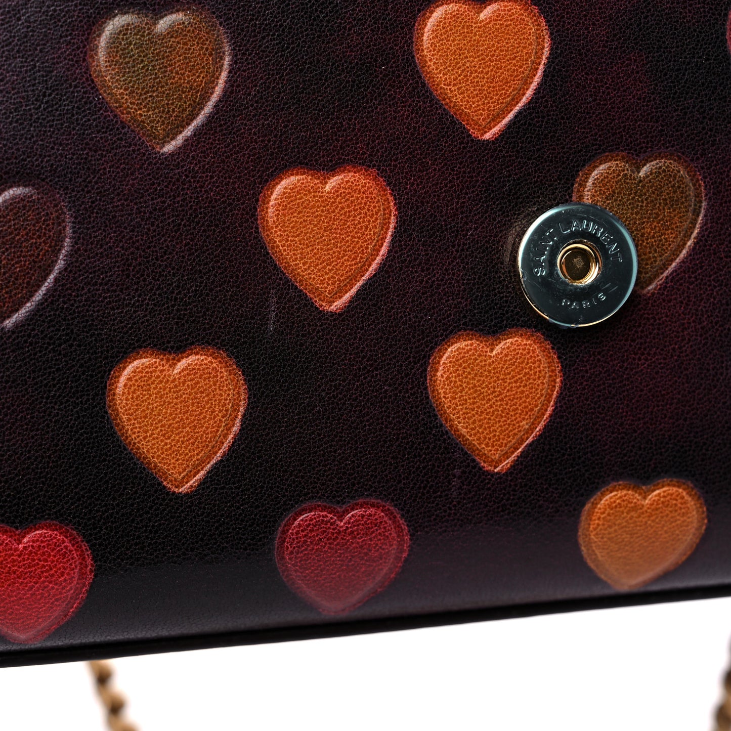 Lambskin Heart Embossed Small Monogram Kate Satchel Mahogany Multicolor