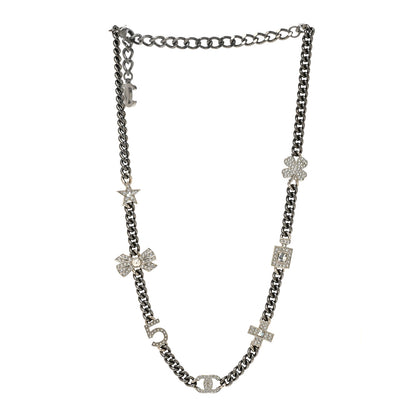 Chanel Pearl Crystal CC No 5 Perfume Bottle Choker Necklace Silver 3 of 4