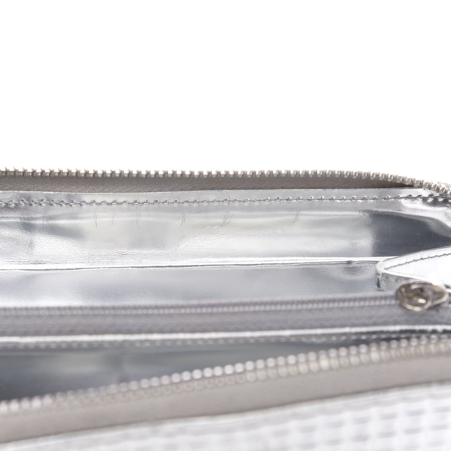 Chanel Patent Embossed CC Zip Around Wallet Silver 6 of 14