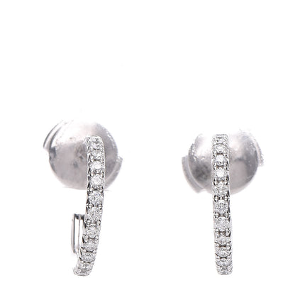 Tiffany 18K White Gold Diamond Small Metro Hoop Earrings 1 of 4