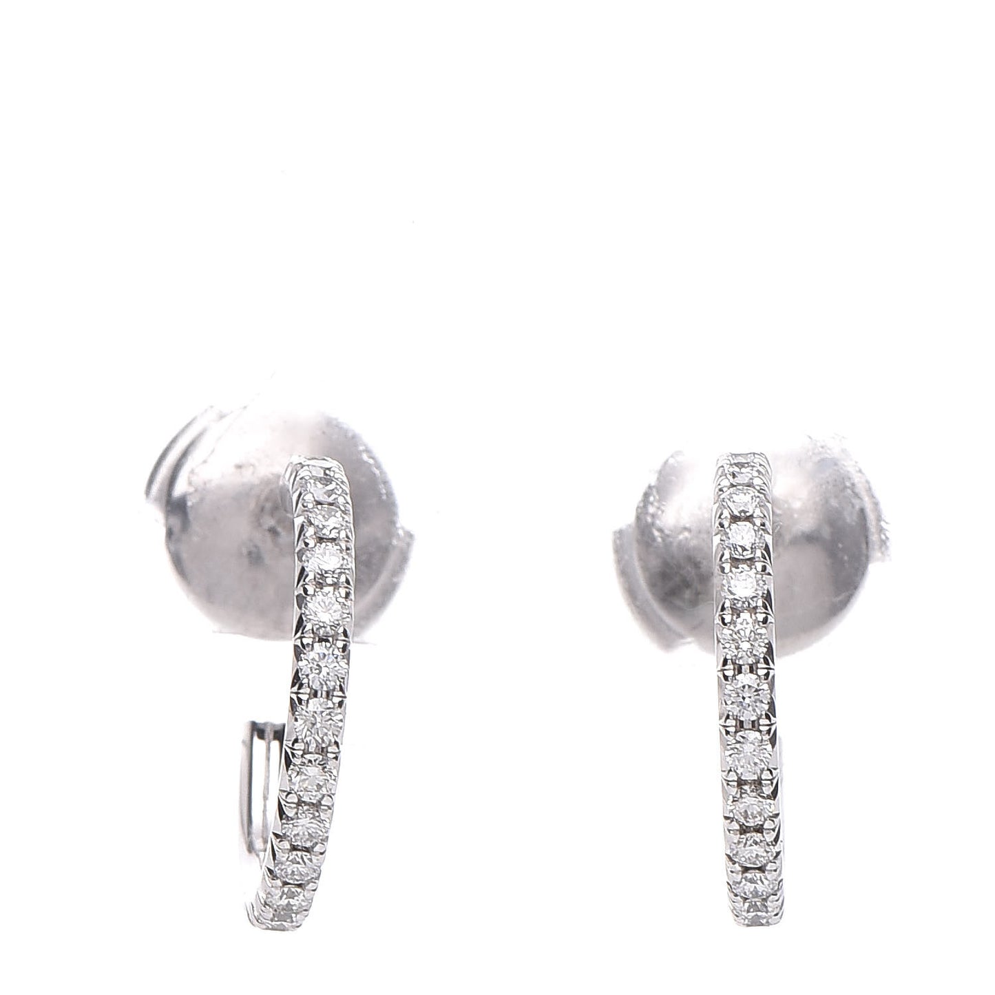 18K White Gold Diamond Small Metro Hoop Earrings