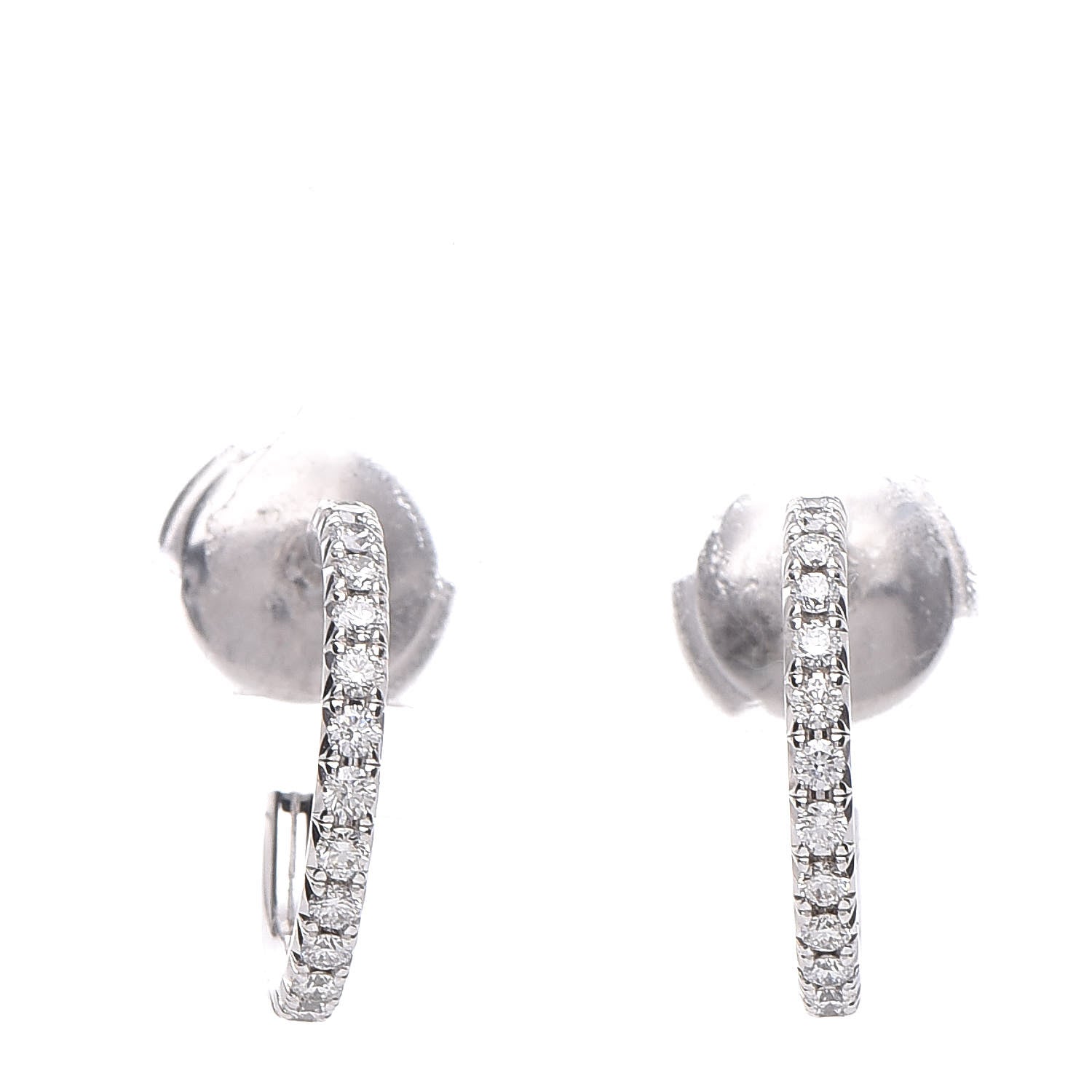 Tiffany 18K White Gold Diamond Small Metro Hoop Earrings 1 of 4