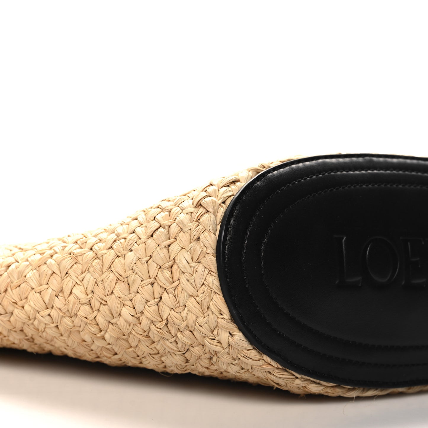 Raffia Nappa Calfskin Small Paseo Basket Bag Natural Black