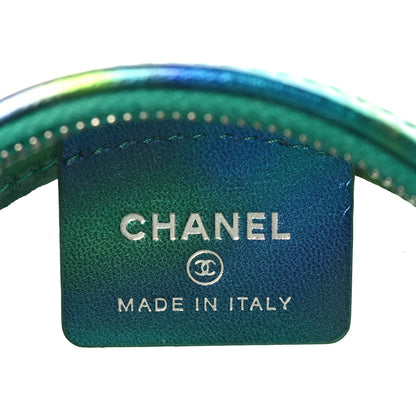 Chanel PVC Calfskin Lambskin Quilted Round Filigree Clutch With Chain Green 6 of 9