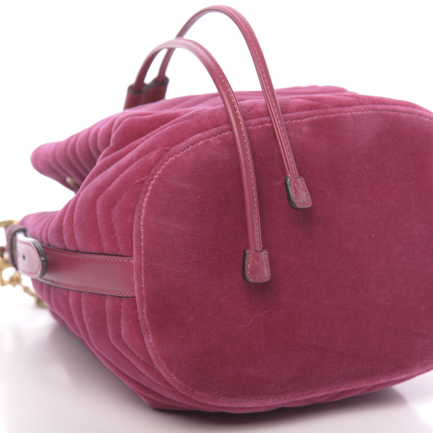 Velvet Matelasse GG Marmont Bucket Bag Light Raspberry Rose