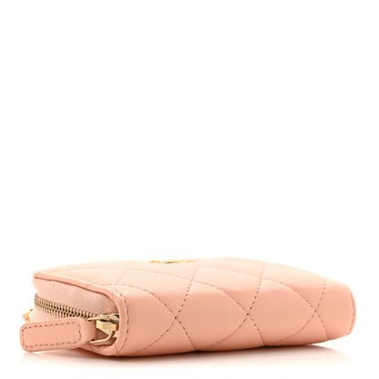 Chanel Lambskin Quilted CC Pearl Crush Zip Card Holder On Chain Pink 4 of 11