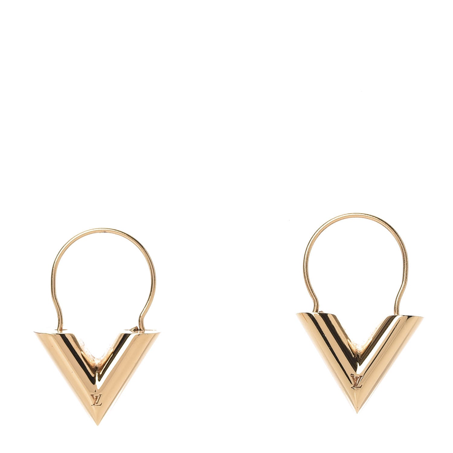 Louis Vuitton Brass Essential V Hoop Earrings Gold 1 of 4