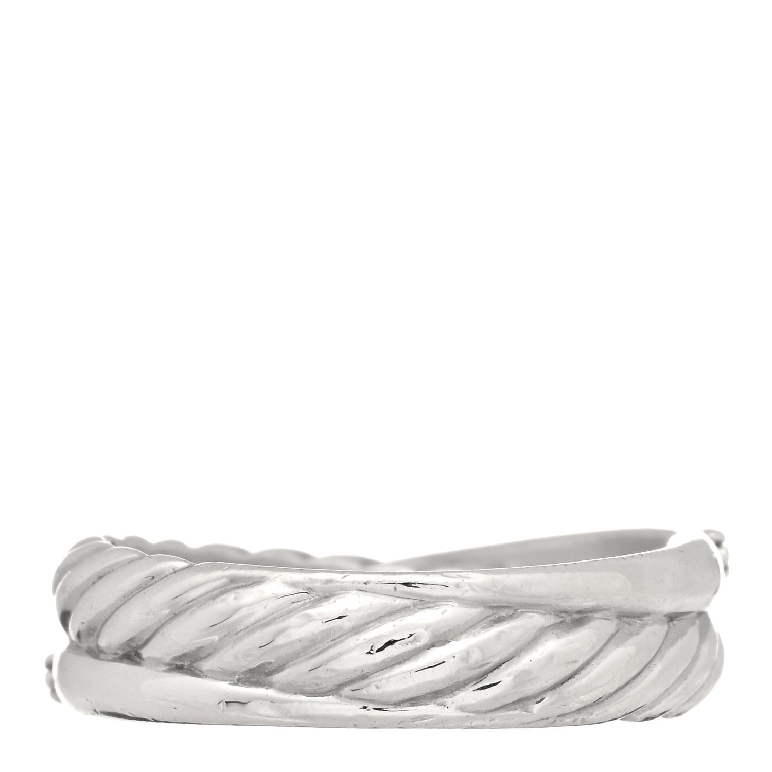 David Yurman Sterling Silver Diamond 5mm Crossover Ring 52 6 3 of 4