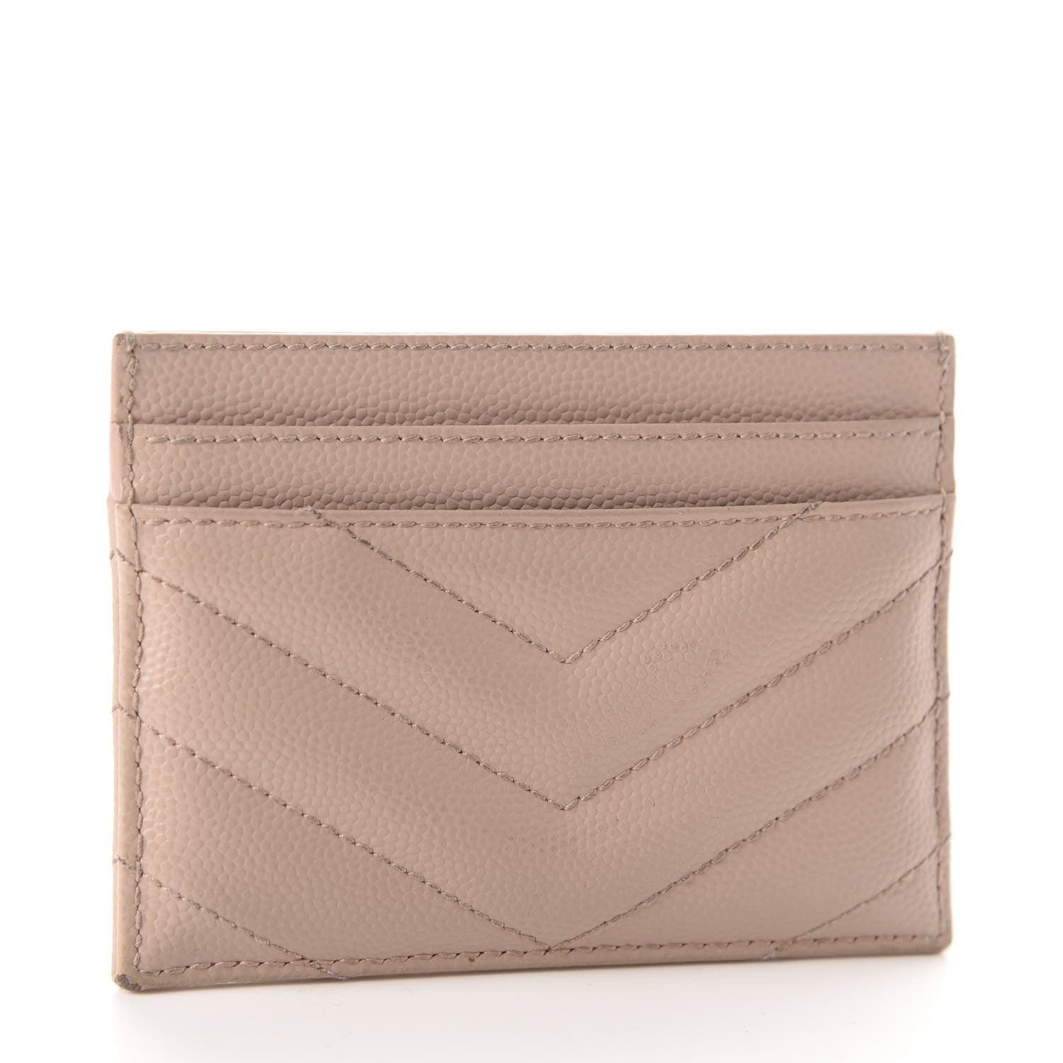 Saint Laurent Grain De Poudre Matelasse Chevron Monogram Credit Card Case Pale Pink 3 of 11