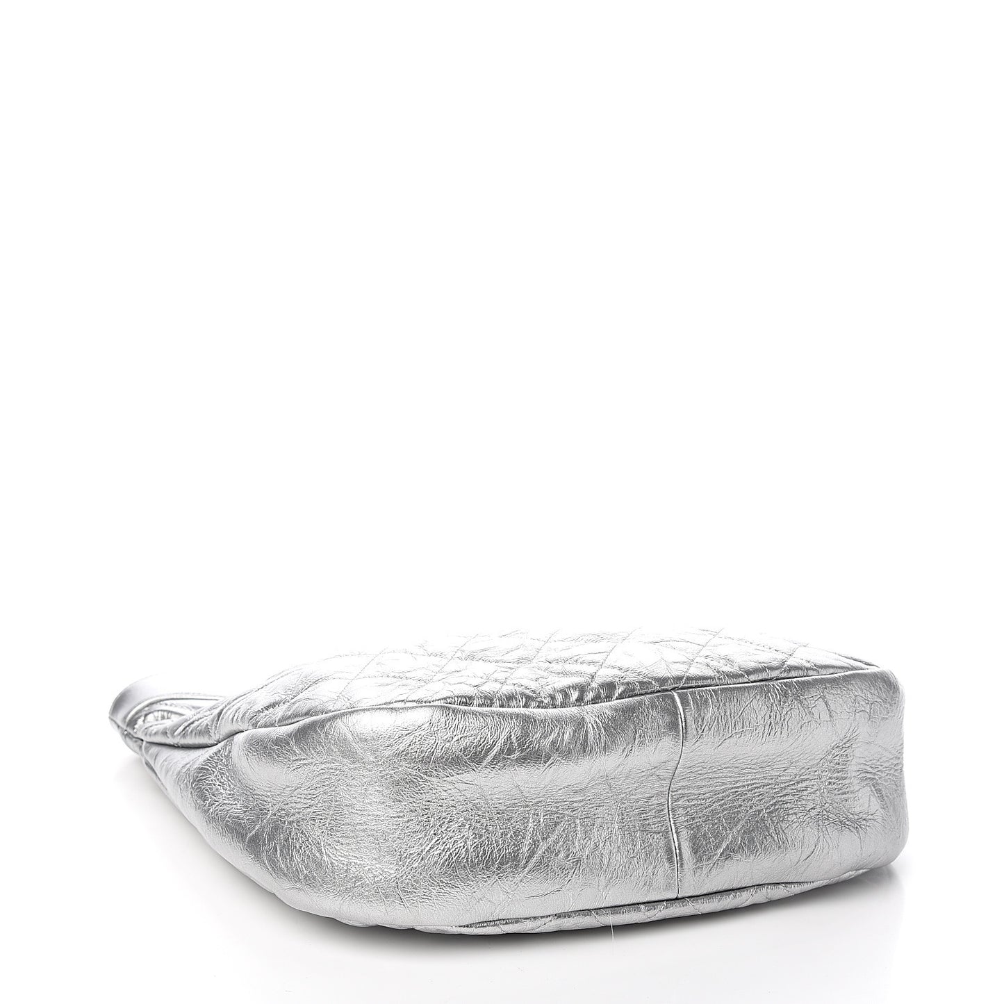 Metallic Crumpled Calfskin Small 31 Shopping Bag Silver