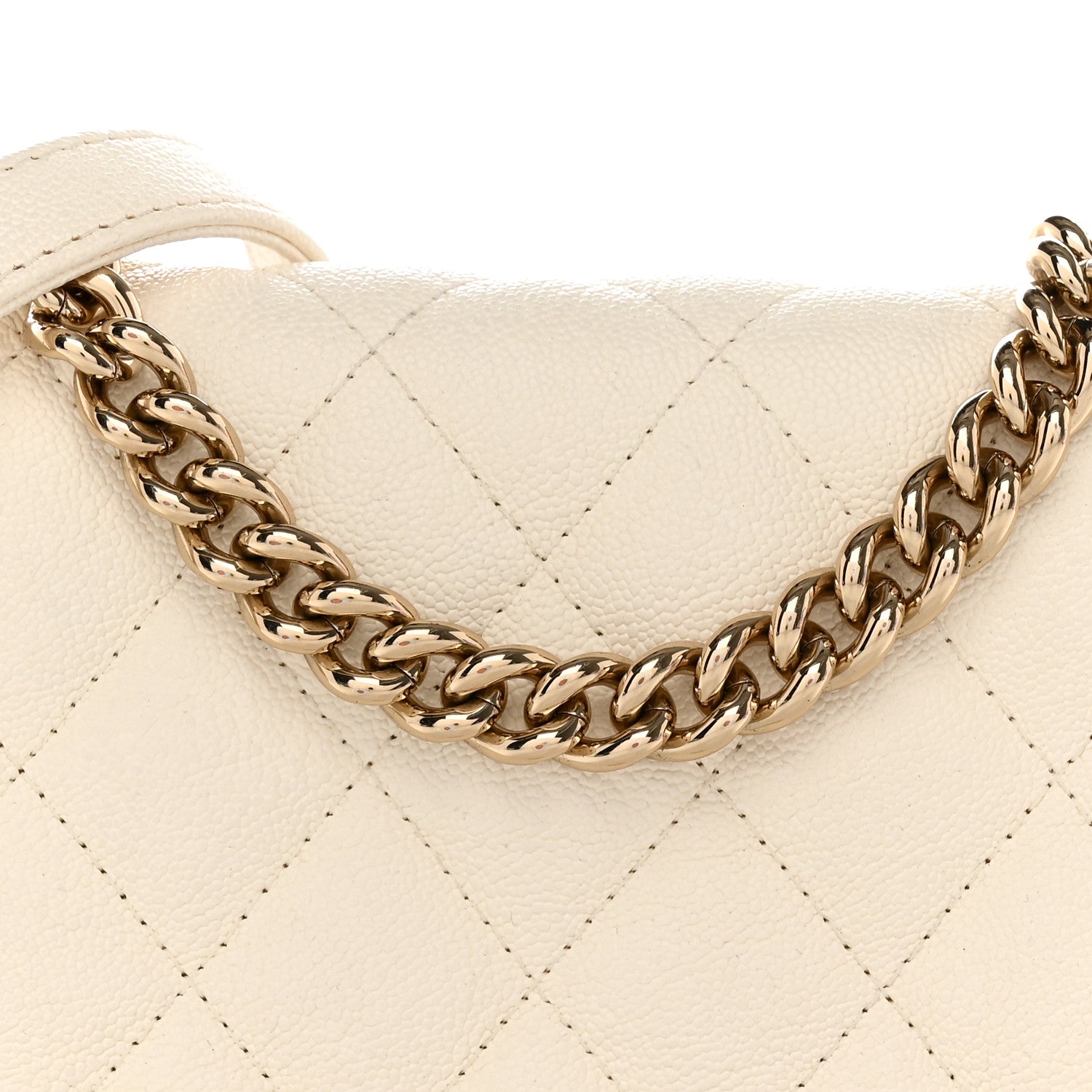 Chanel Caviar Quilted Boy Wallet On Chain WOC White 10 of 16