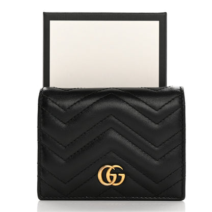 Gucci Calfskin Matelasse GG Marmont Card Case Wallet Black 9 of 12