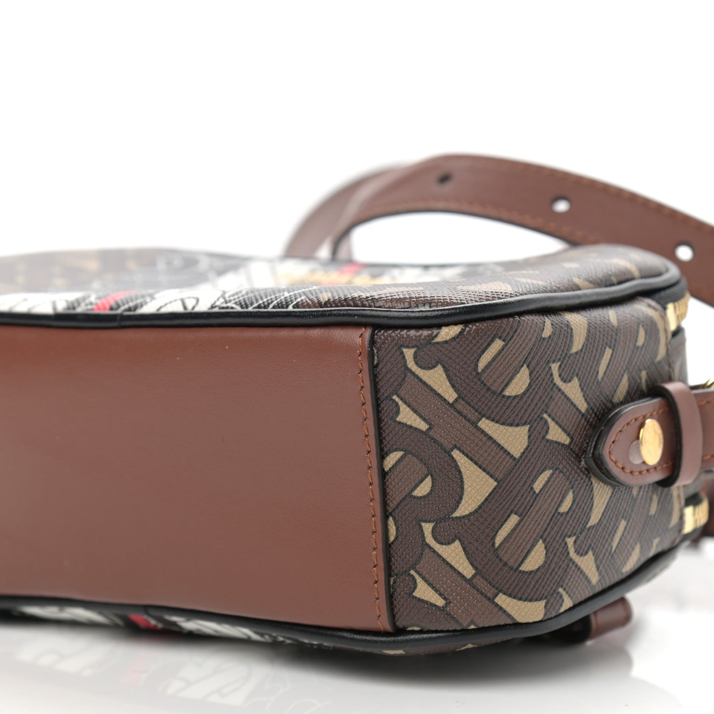 E-Canvas Monogram Stripe Camera Bag Bridle Brown