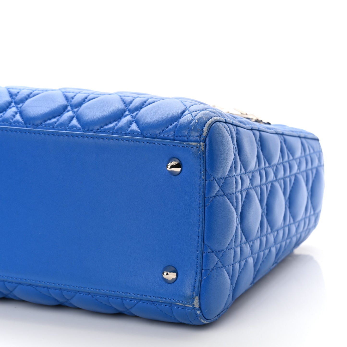 Lambskin Cannage Medium Lady Dior Blue Persan