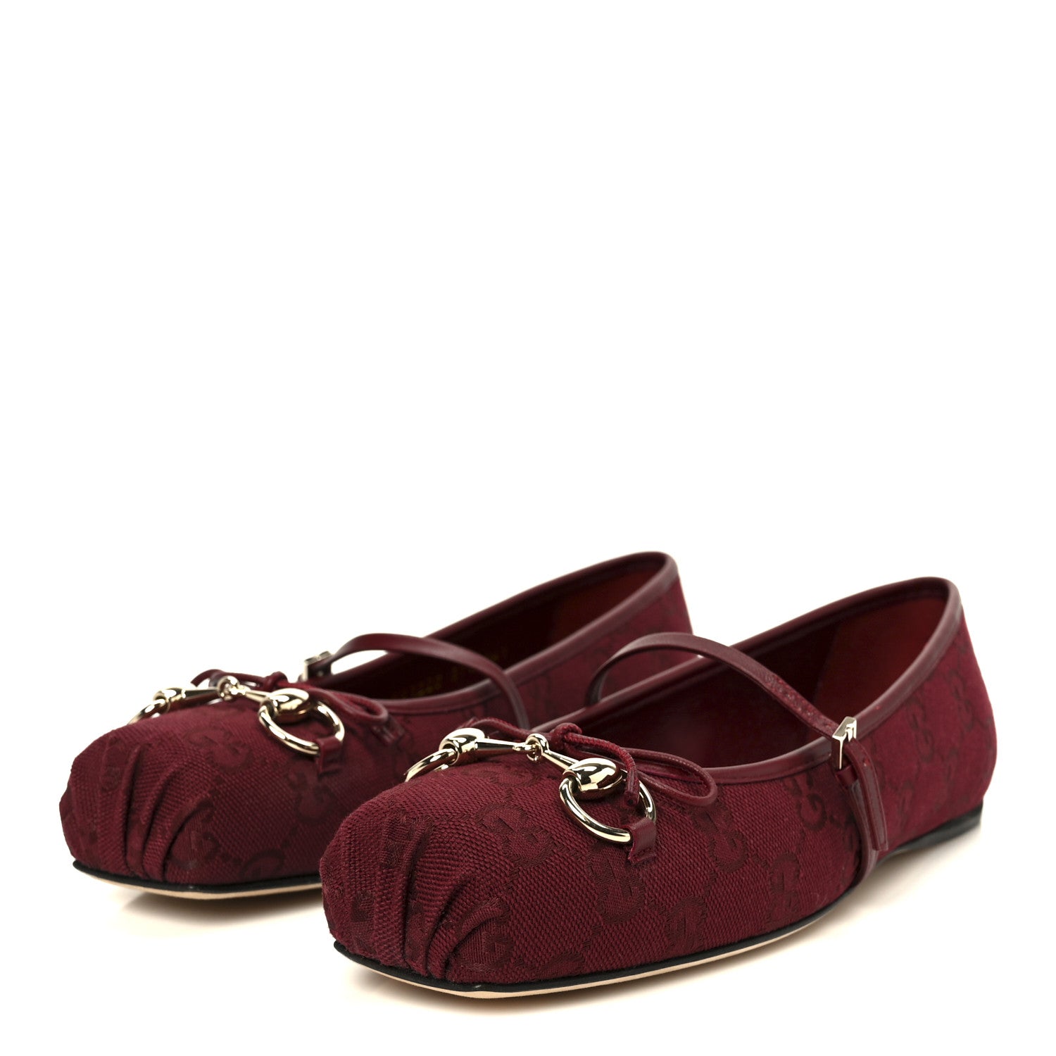 Gucci GG Monogram Horsebit Ballet Flats 37.5 Rosso Ancora 4 of 10