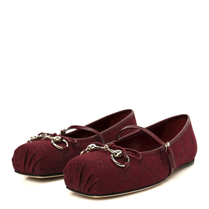 Gucci GG Monogram Horsebit Ballet Flats 37.5 Rosso Ancora 4 of 10