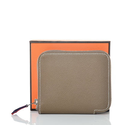 Hermes Epsom Silk'in Compact Wallet Etoupe 8 of 8
