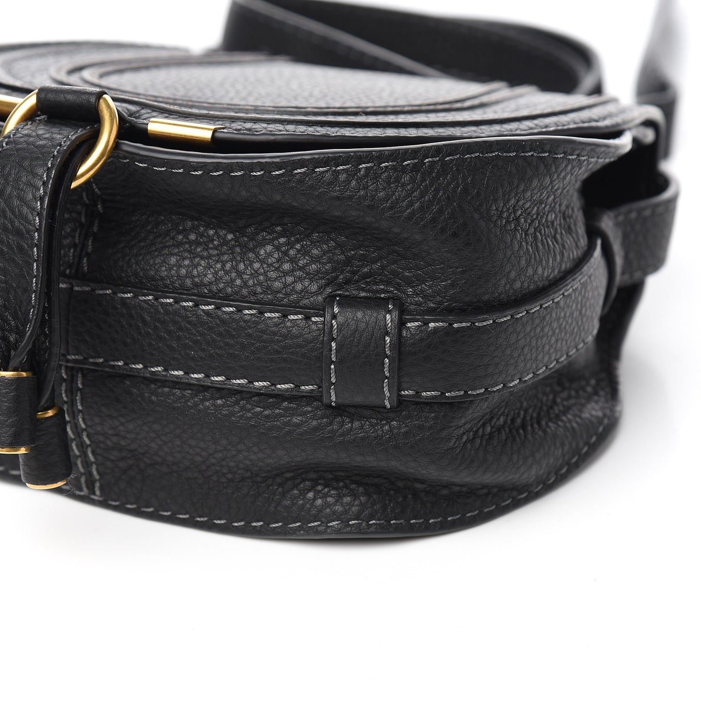 Calfskin Mini Marcie Round Crossbody Bag Black