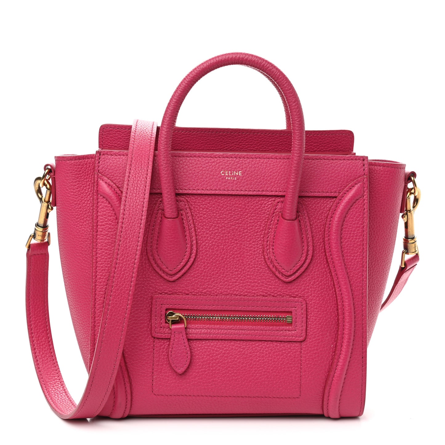 Drummed Calfskin Nano Luggage Fuchsia