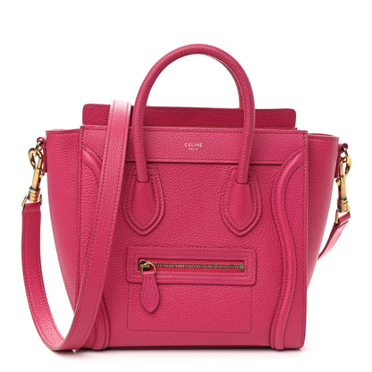 Celine Drummed Calfskin Nano Luggage Fuchsia 1 of 9