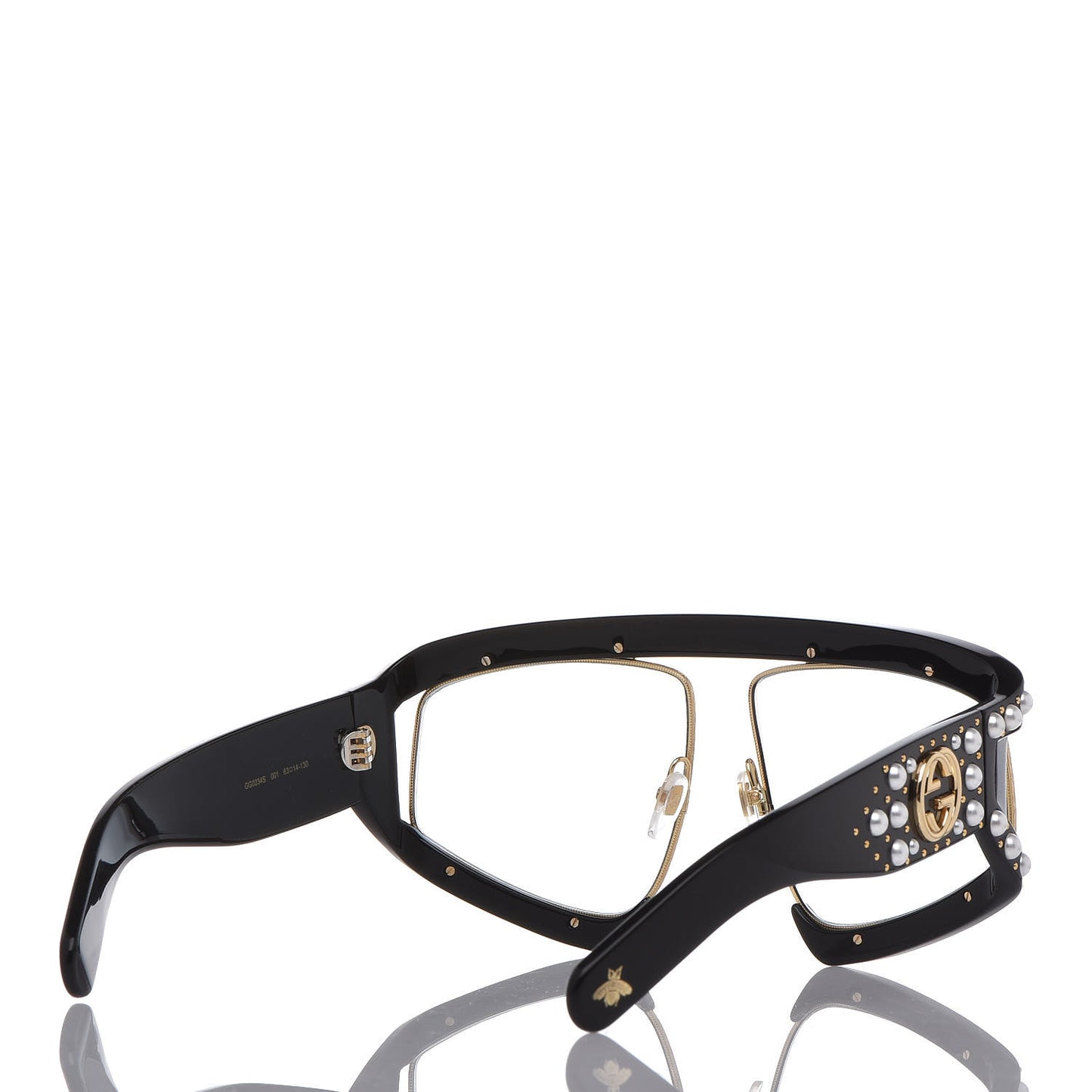 Acetate Pearl Rectangular Frame Sunglasses GG0234S Black