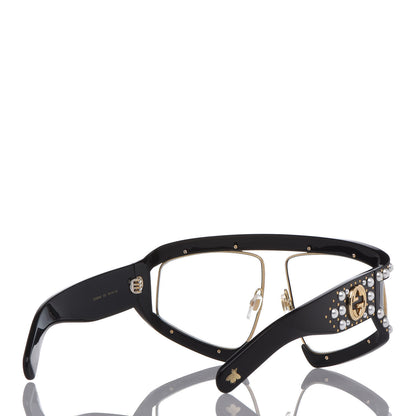 Gucci Acetate Pearl Rectangular Frame Sunglasses GG0234S Black 4 of 8