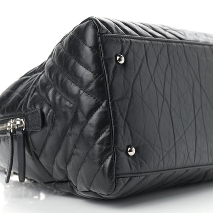 Chanel Aged Calfskin Chevron Medium Soft Bowling Bag Black 8 of 10