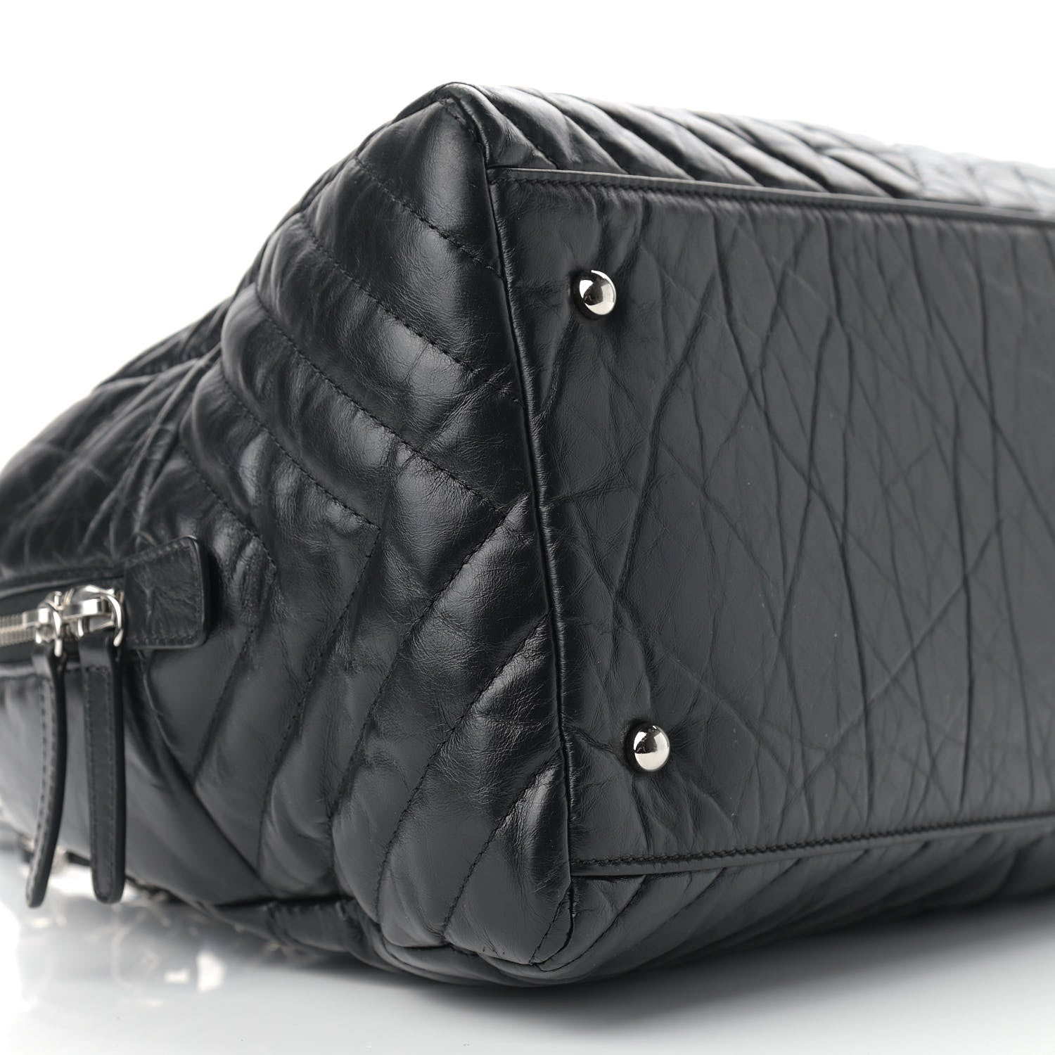Chanel Aged Calfskin Chevron Medium Soft Bowling Bag Black 8 of 10