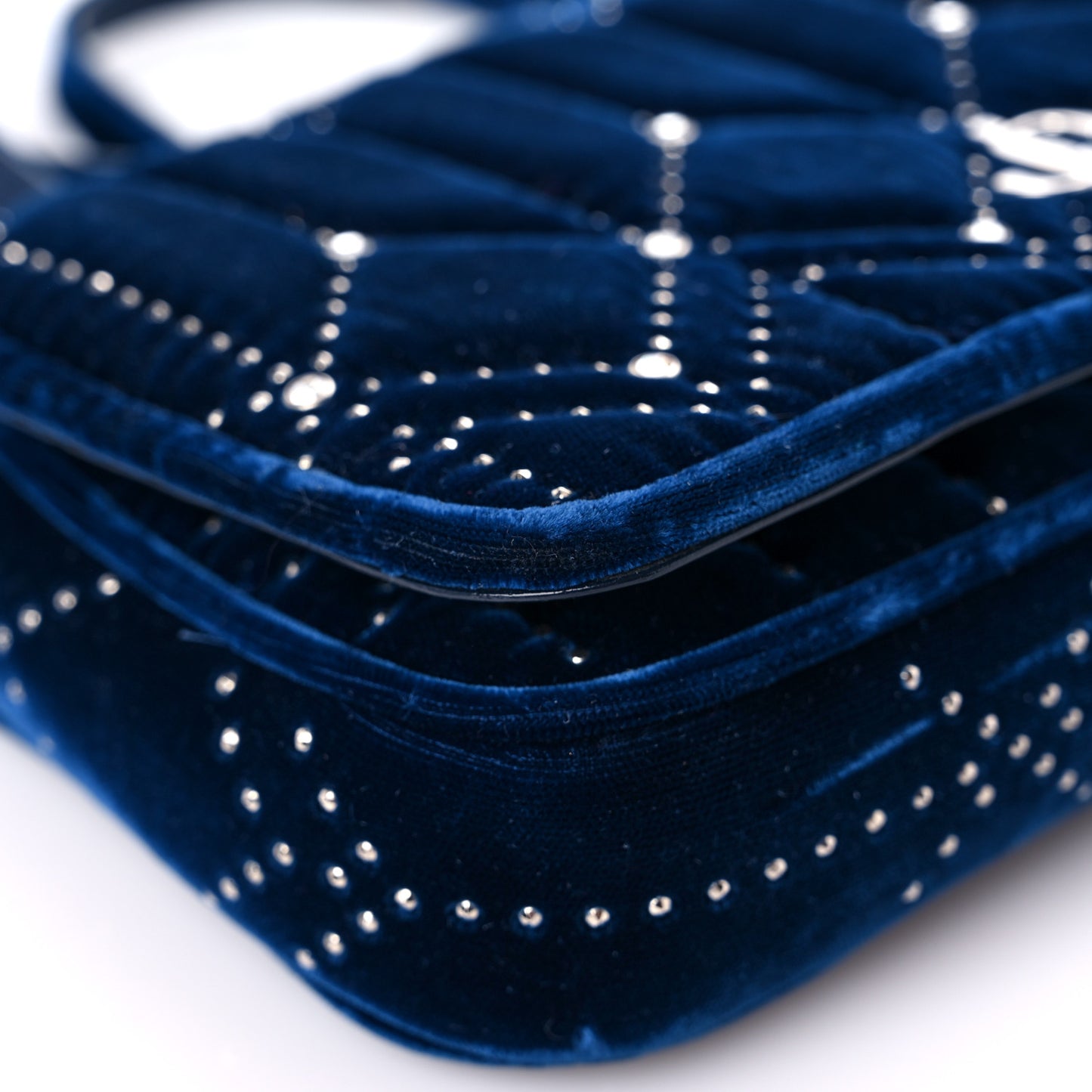 Velvet Crystal JC Shoulder Bag Blue