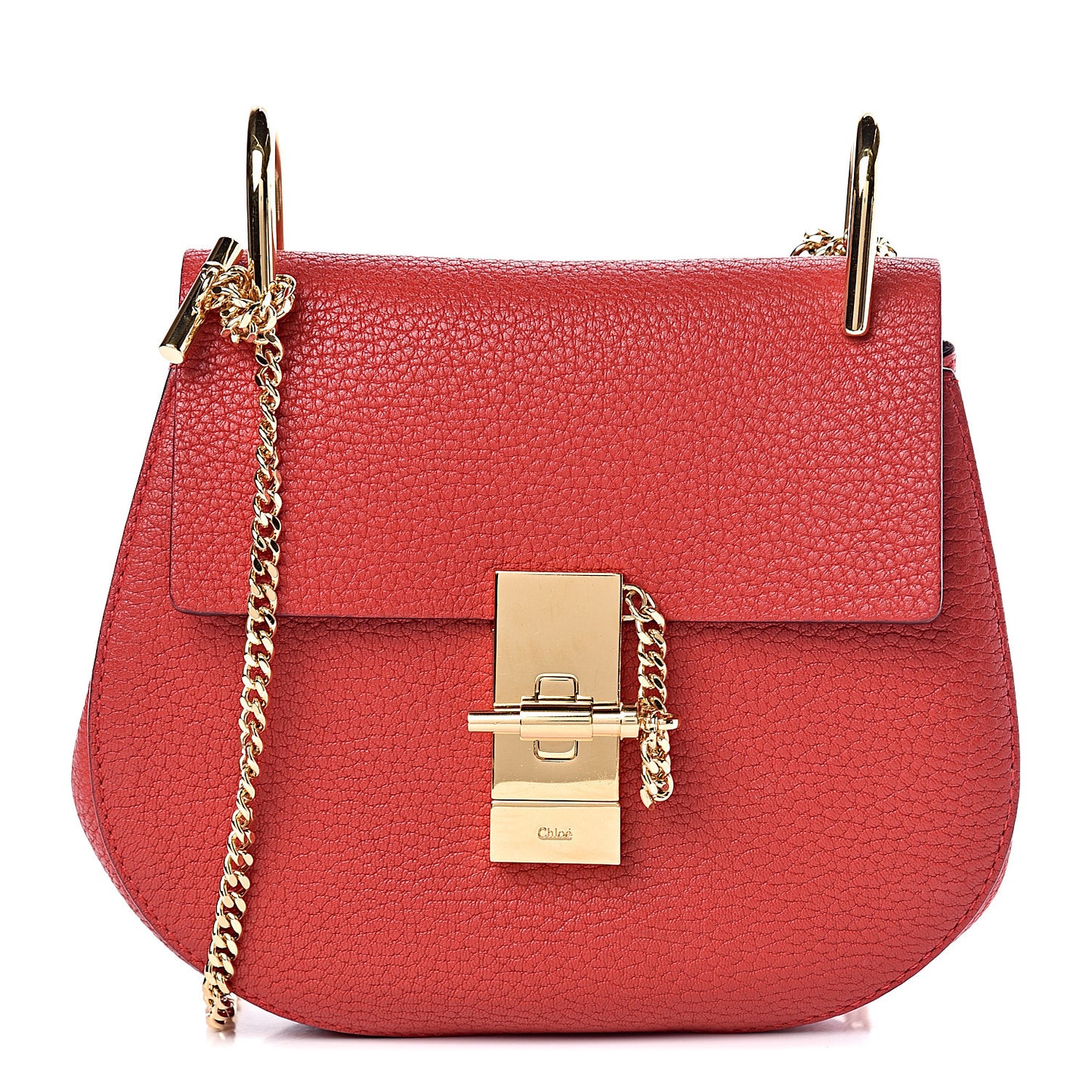 Grained Lambskin Mini Drew Shoulder Bag Plaid Red