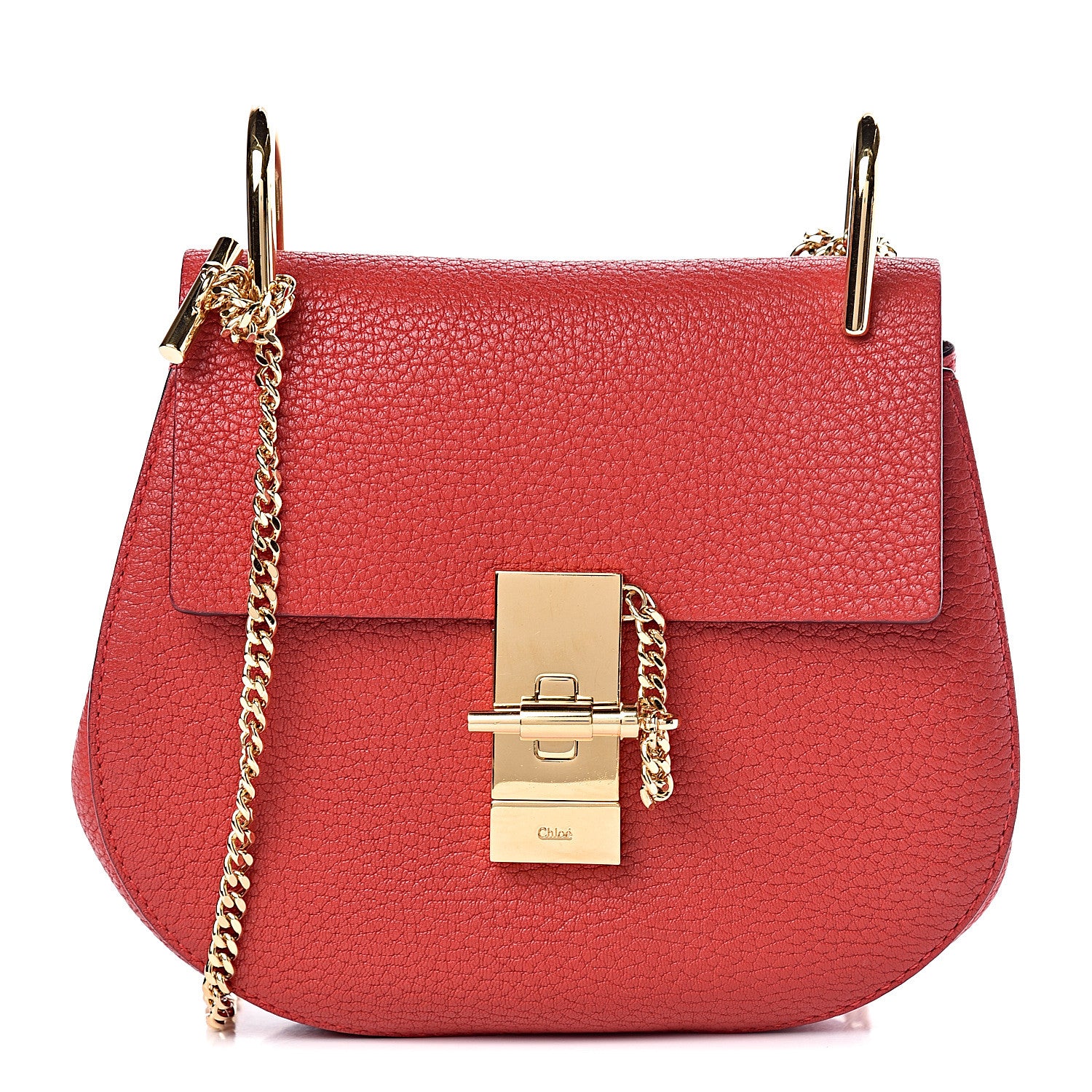 Chloe Grained Lambskin Mini Drew Shoulder Bag Plaid Red 1 of 9