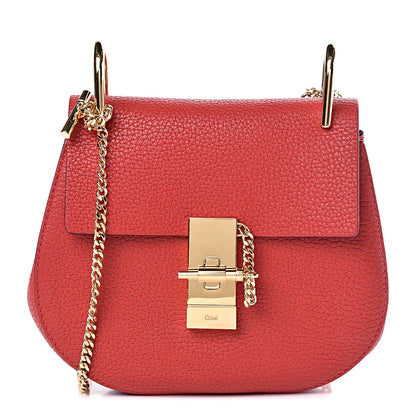 Chloe Grained Lambskin Mini Drew Shoulder Bag Plaid Red 1 of 9