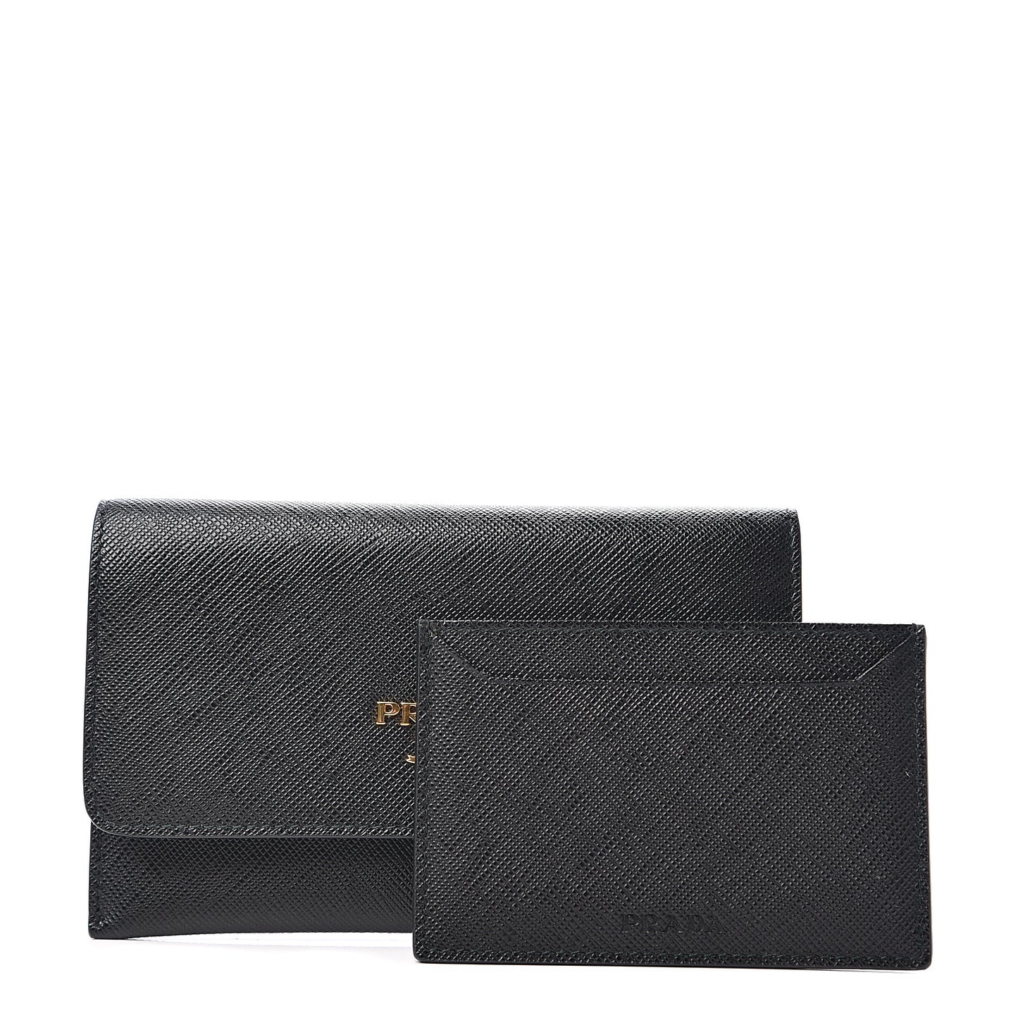 Saffiano Metal Flap Card Holder Black
