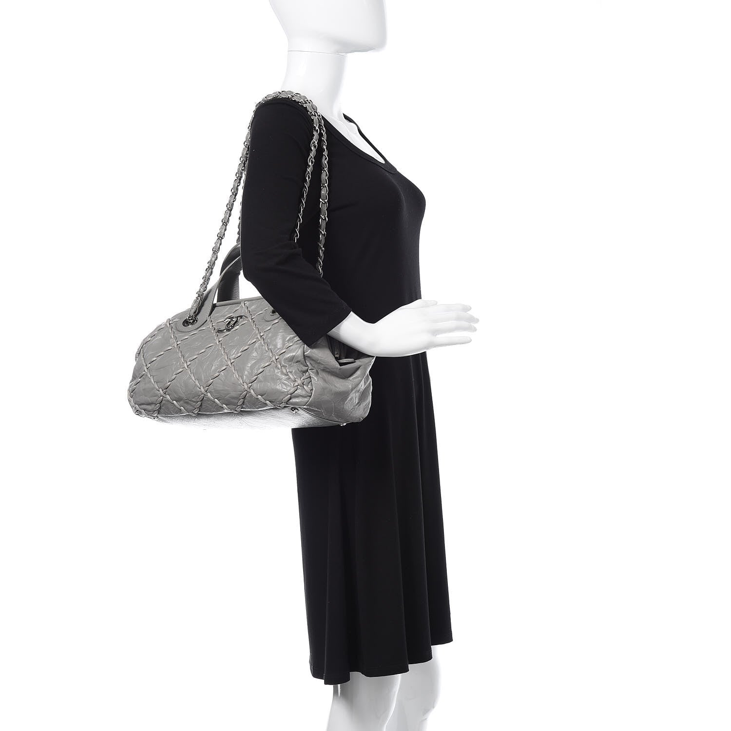Chanel Calfskin Ultra Stitch Bowler Grey 2 of 10