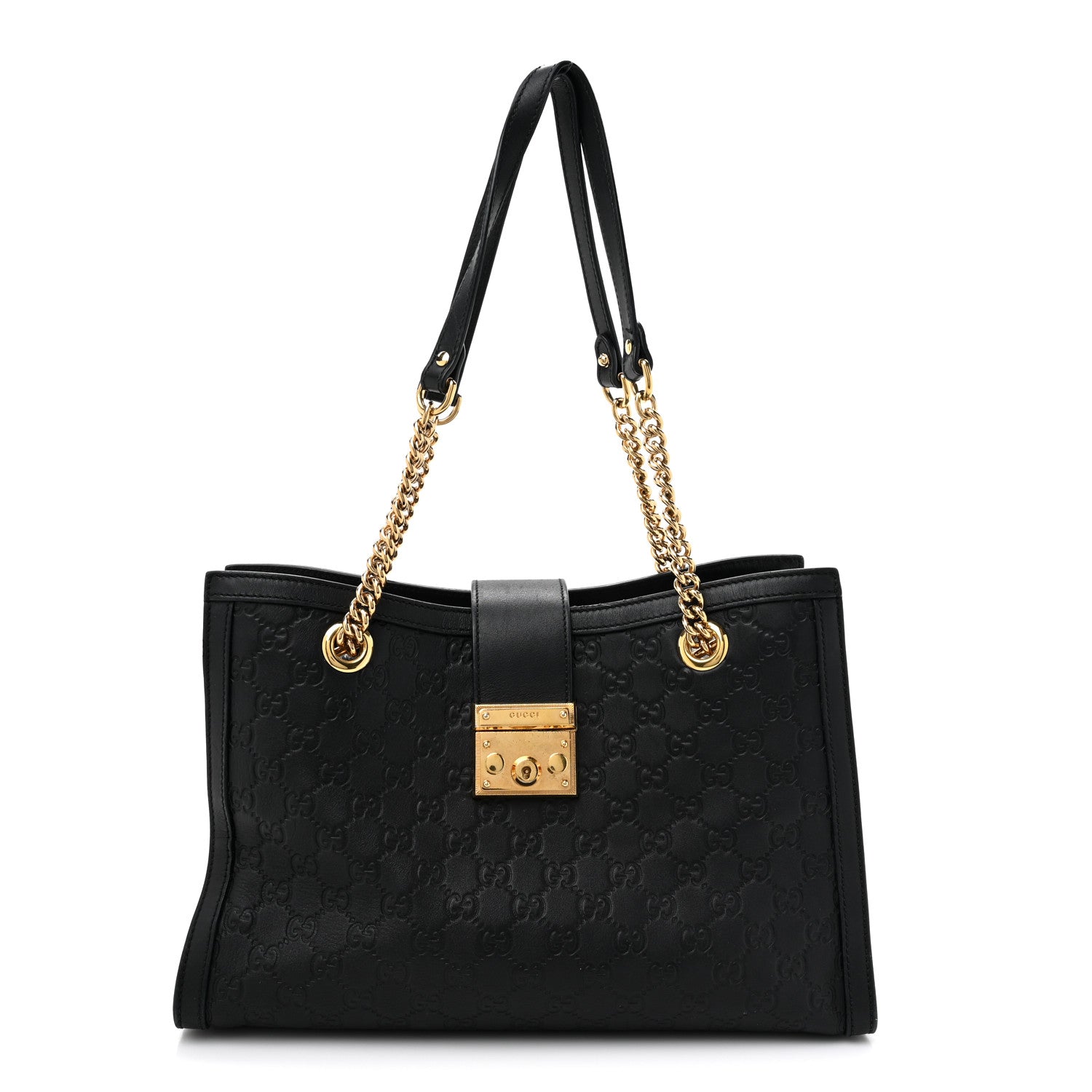 Gucci Guccissima Medium Padlock Tote Black 1 of 19