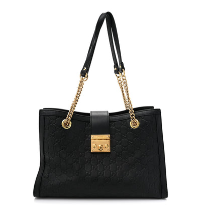 Gucci Guccissima Medium Padlock Tote Black 1 of 19
