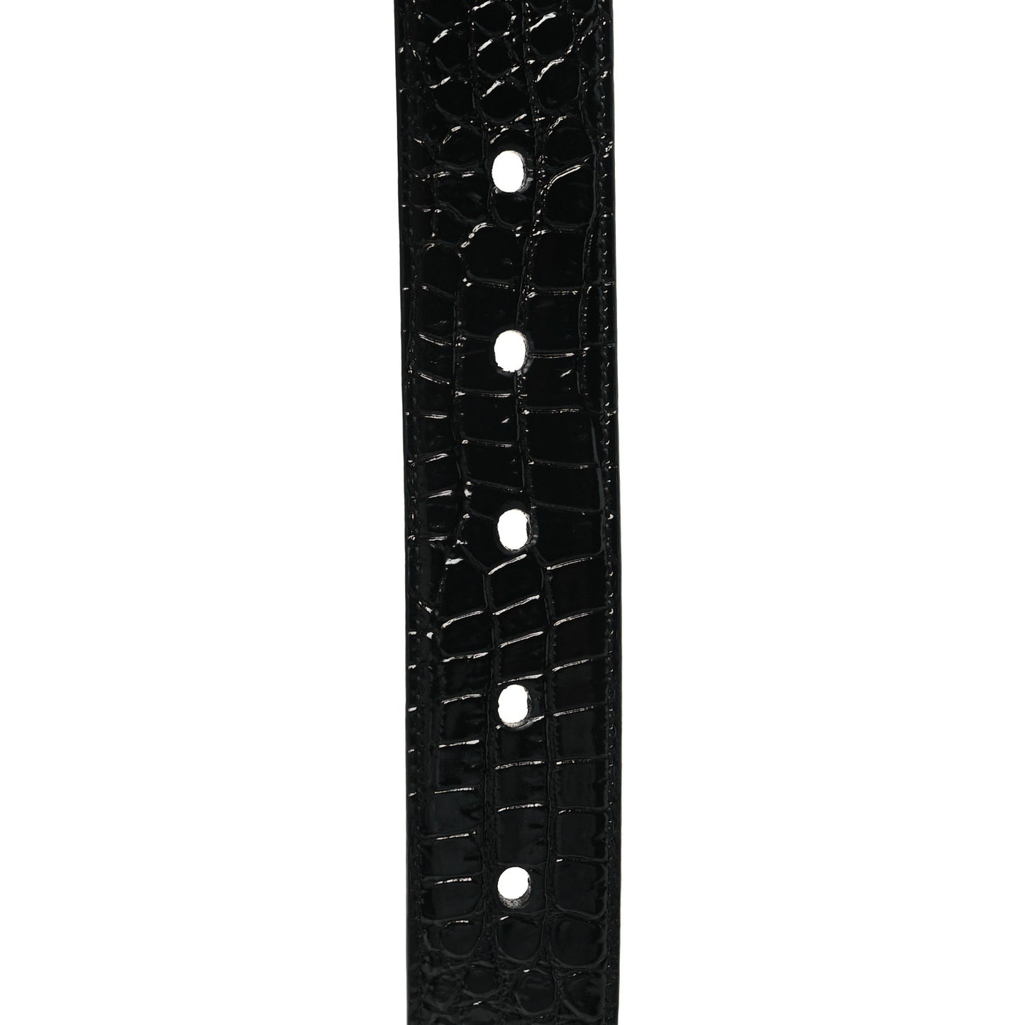 Calfskin Crocodile Embossed Monogram Square Buckle Belt 85 34 Black