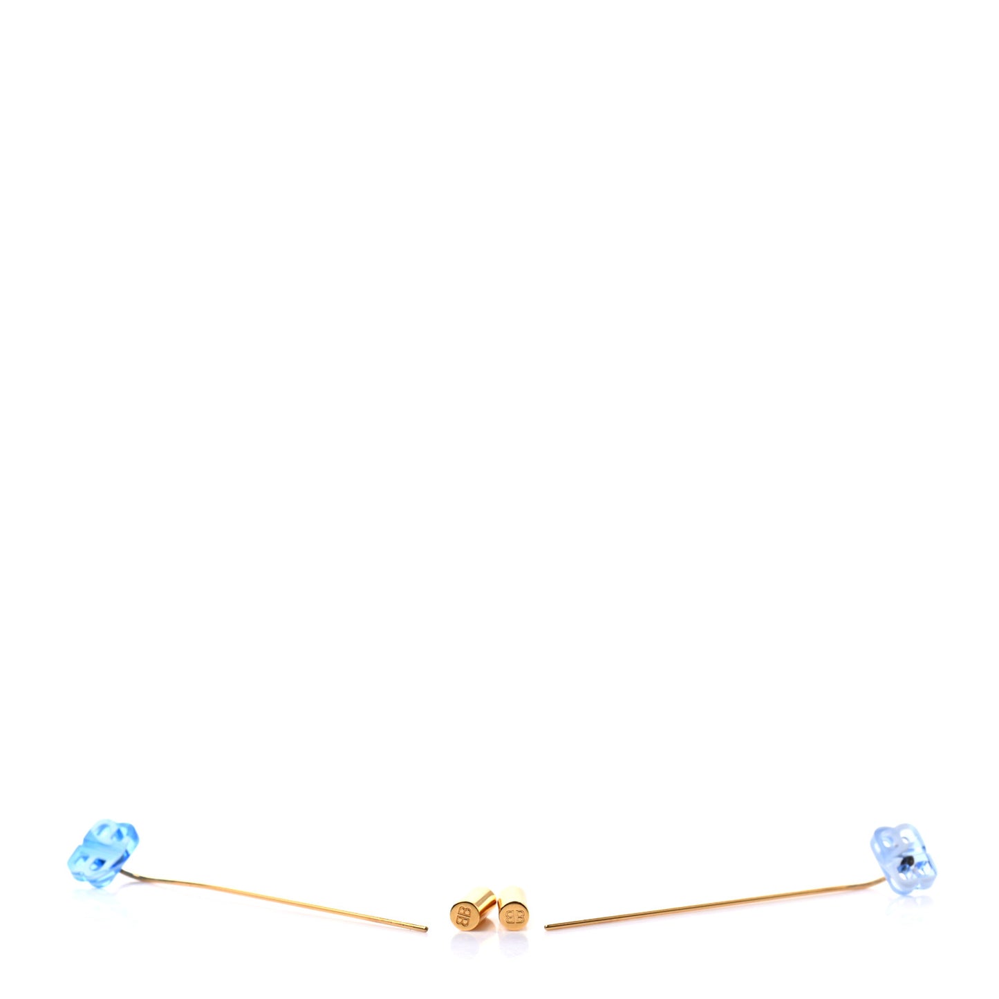 Metal BB Pin Earrings Gold Blue