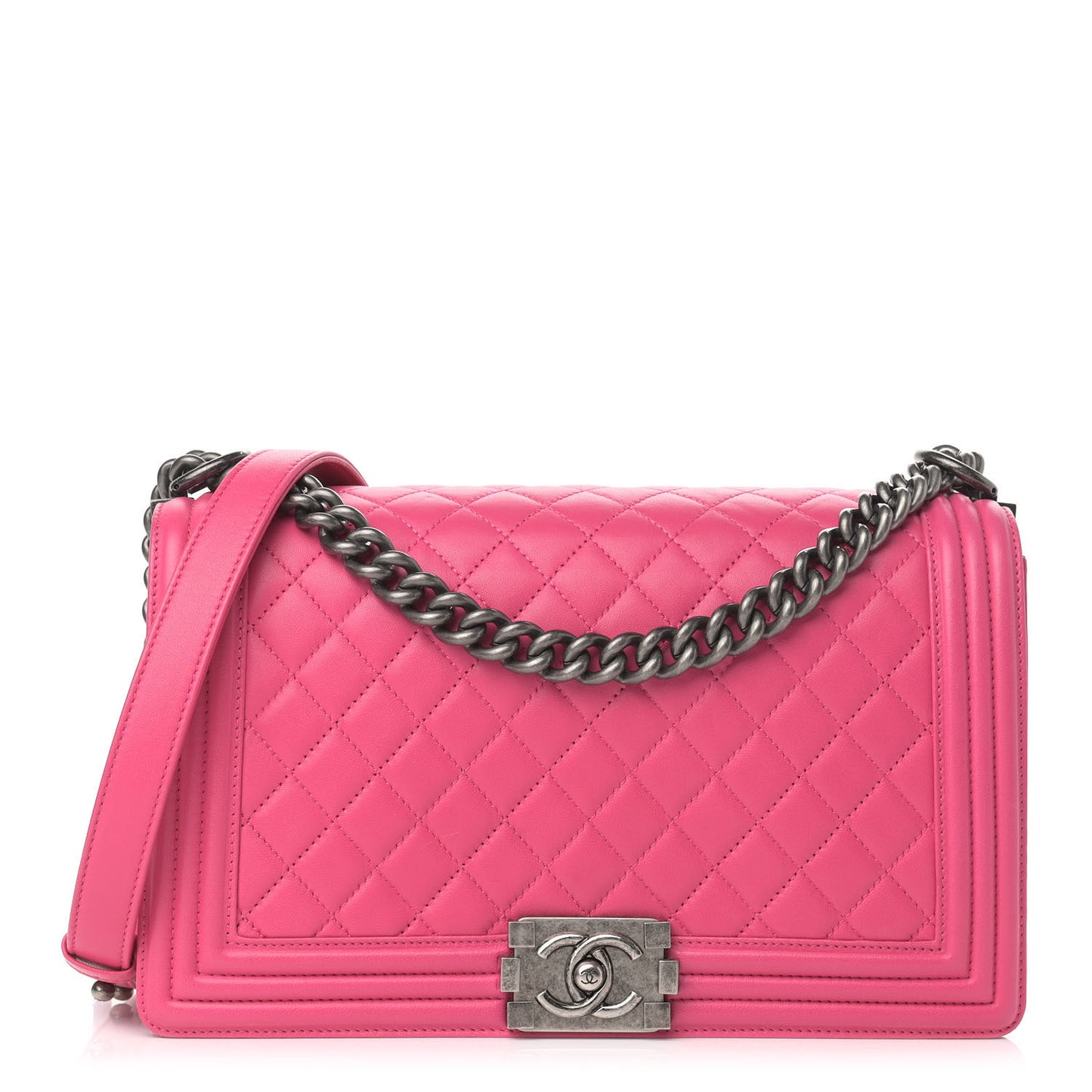 Lambskin Quilted New Medium Boy Flap Pink