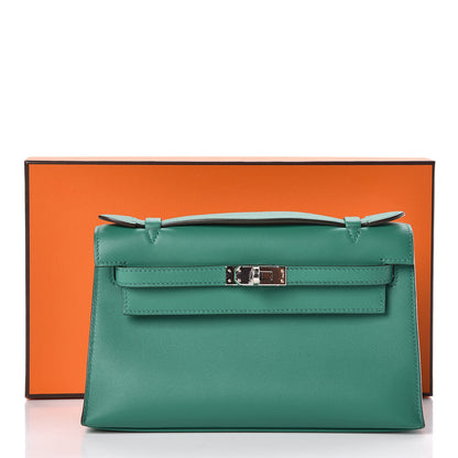 Hermes Swift Kelly Pochette Clutch Vert Vertigo 29 of 29