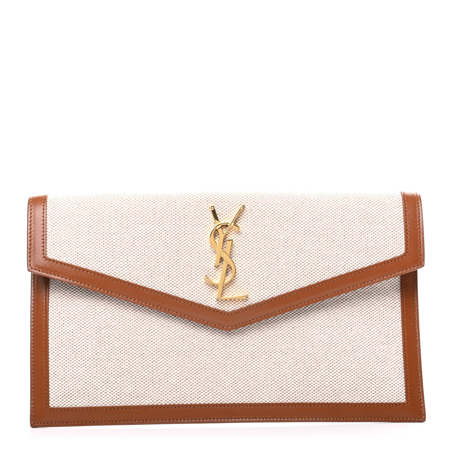 Saint Laurent Canvas Uptown Pouch Natural Beige Brick 1 of 7