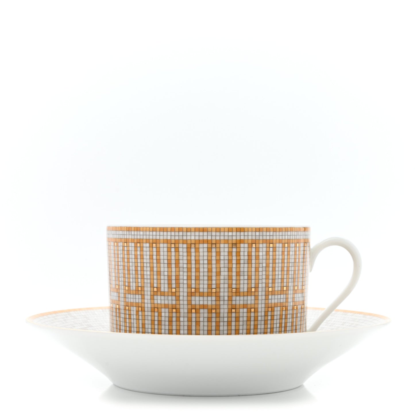 Porcelain Mosaique Au 24 Gold Breakfast Cup and Saucer