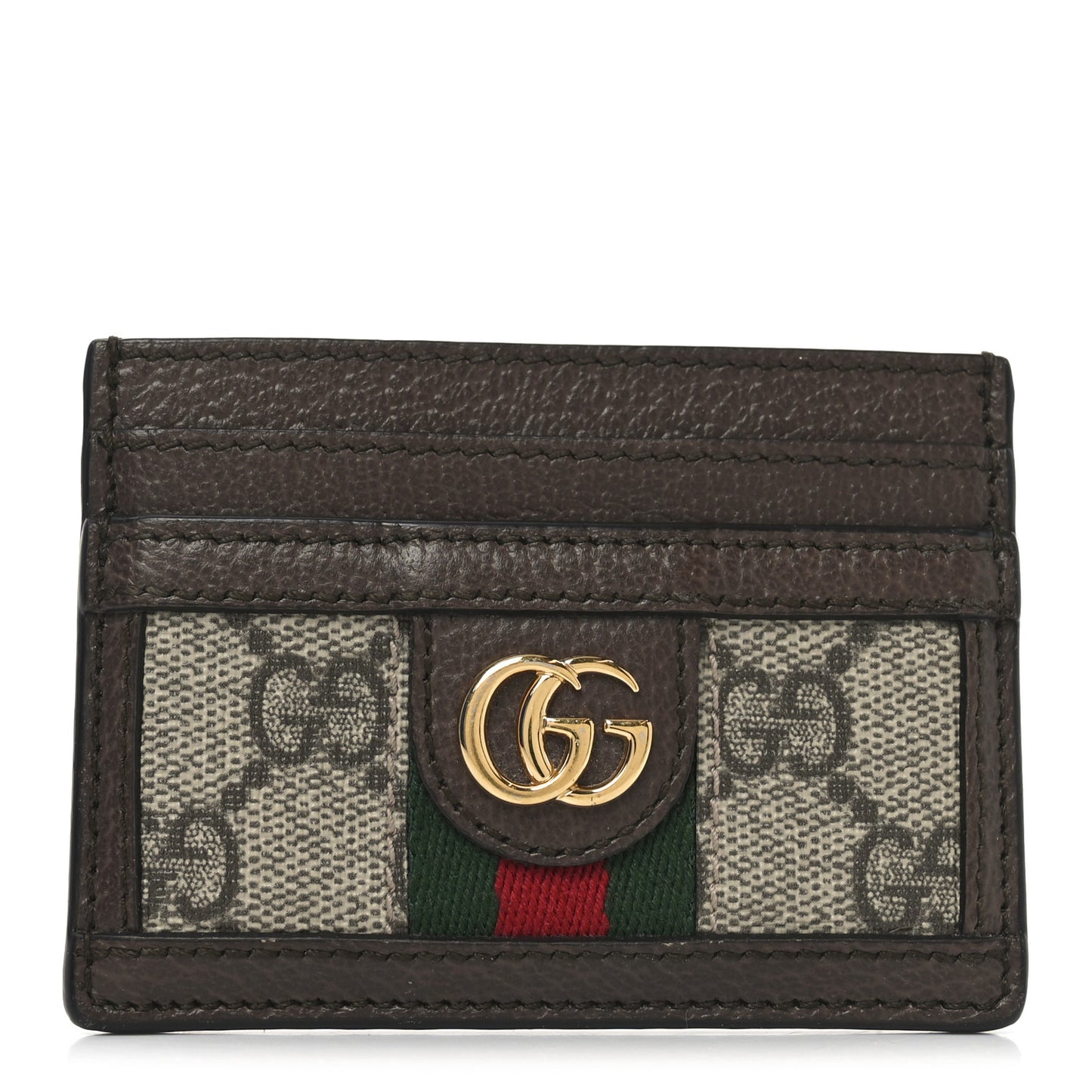 GG Supreme Monogram Ophidia Card Holder Brown