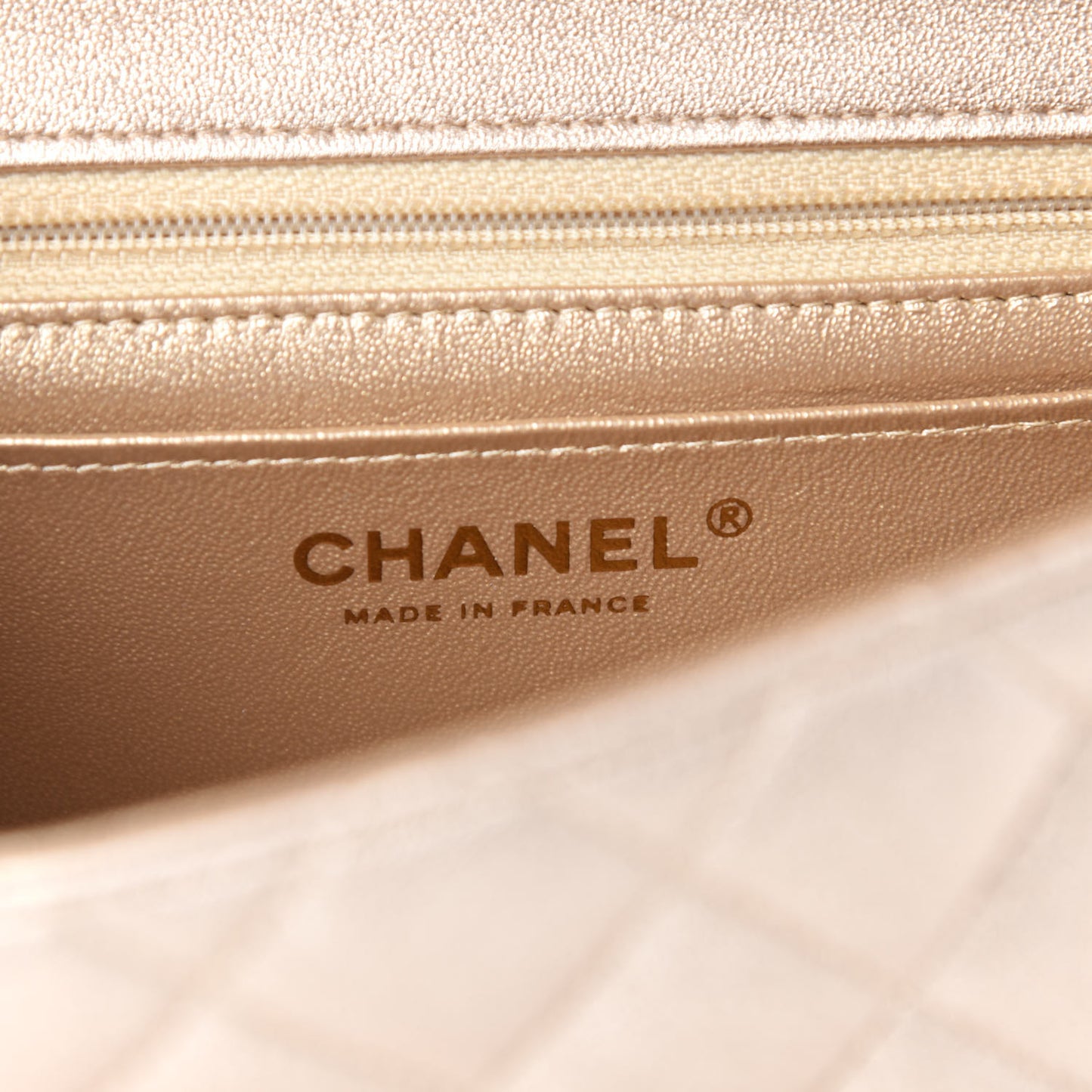 Metallic Lambskin Quilted Mini Square Flap Gold