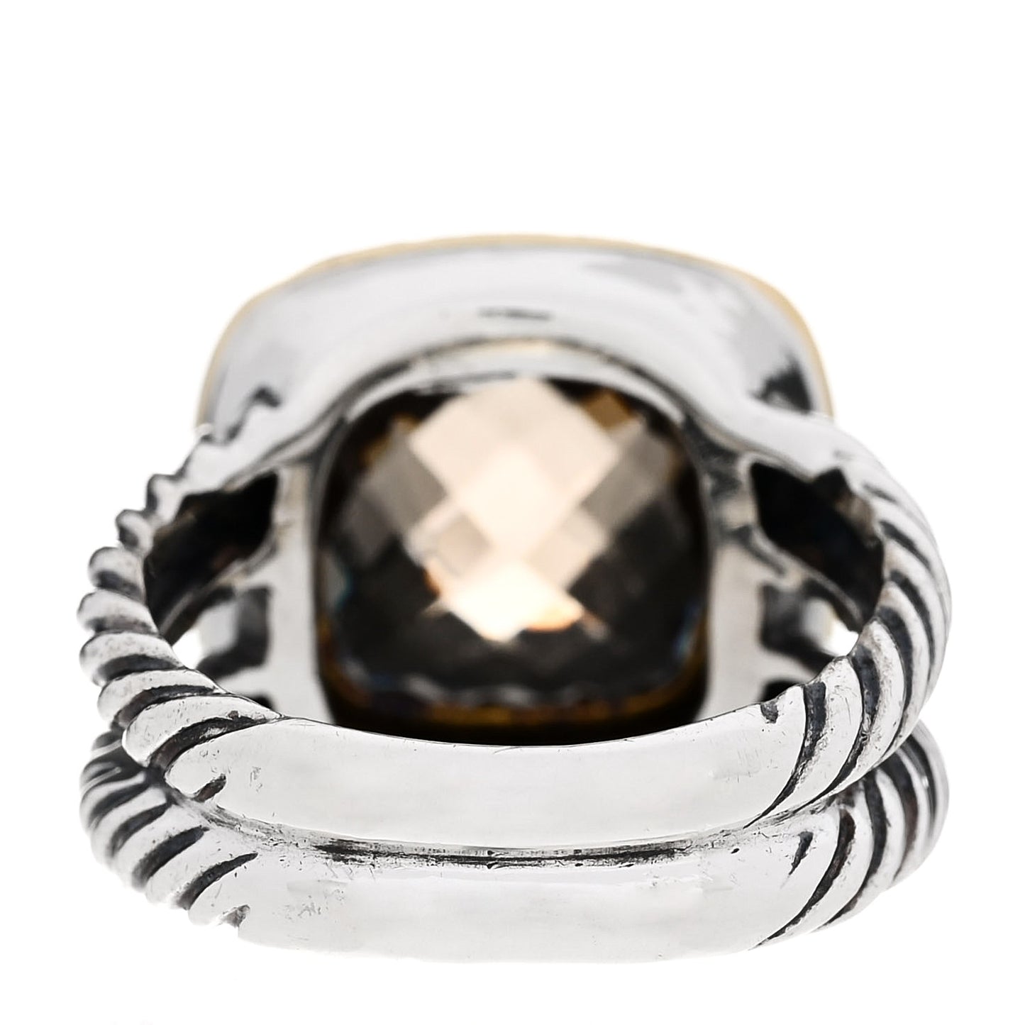 Sterling Silver 18K Yellow Gold Diamond Smoky Quartz 11mm Albion Ring 53 6.5