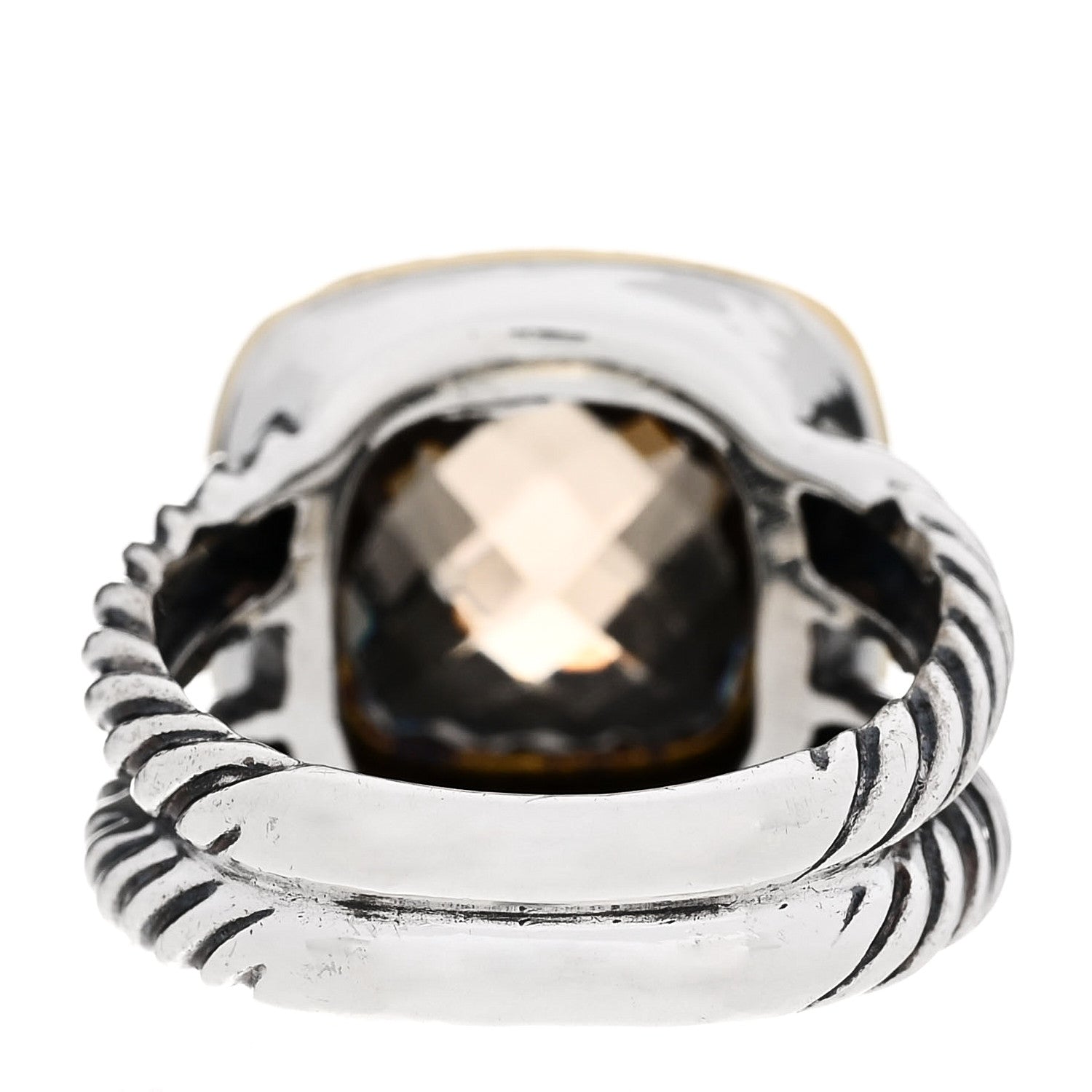 David Yurman Sterling Silver 18K Yellow Gold Diamond Smoky Quartz 11mm Albion Ring 53 6.5 4 of 7