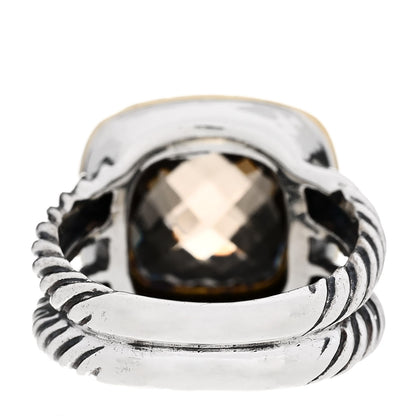 David Yurman Sterling Silver 18K Yellow Gold Diamond Smoky Quartz 11mm Albion Ring 53 6.5 4 of 7