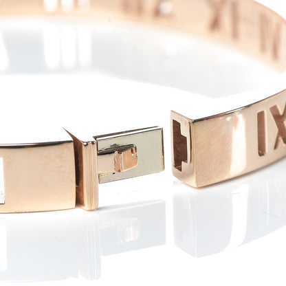 Tiffany 18K Rose Gold Diamond Atlas Pierced Hinged Bangle Bracelet 5 of 5