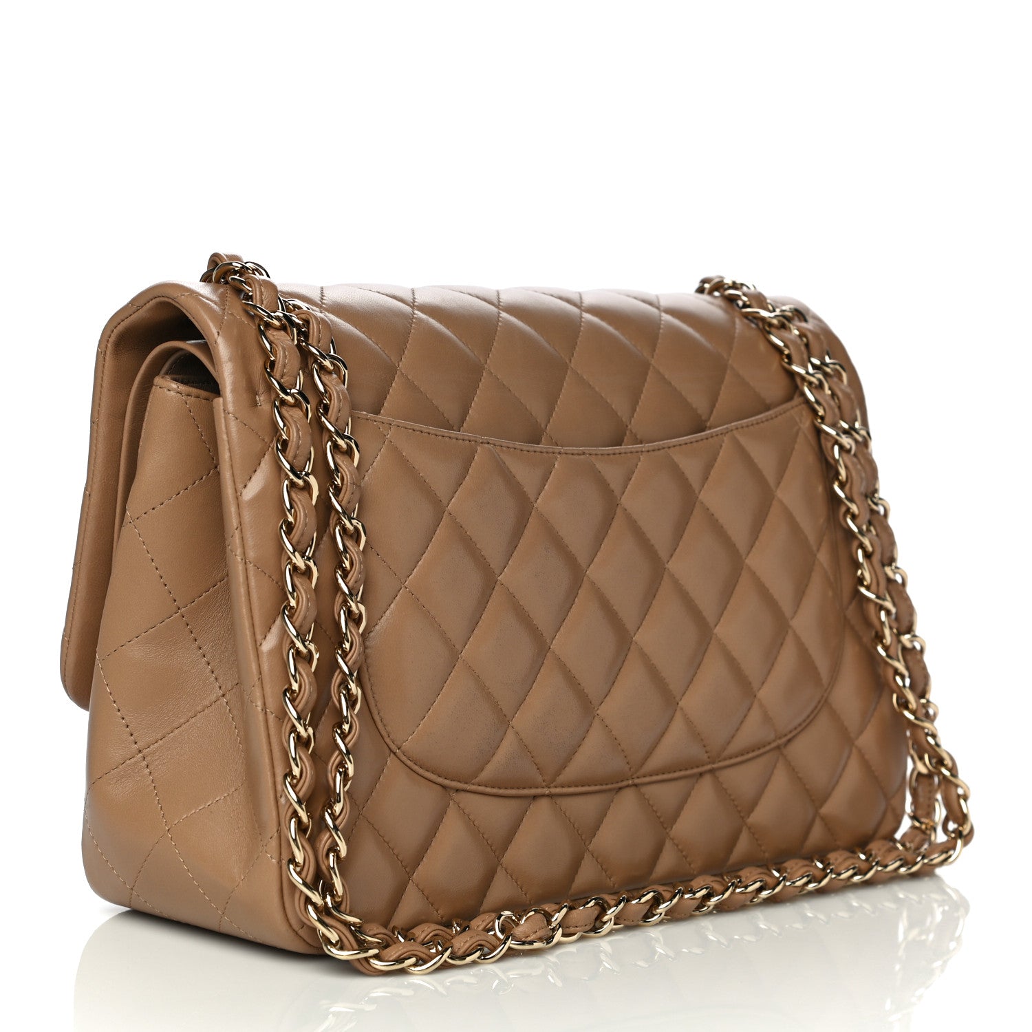 Chanel Lambskin Quilted Jumbo Double Flap Dark Beige 3 of 31