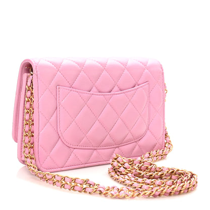Chanel Lambskin Quilted Secret CC Wallet On Chain WOC Pink 3 of 10
